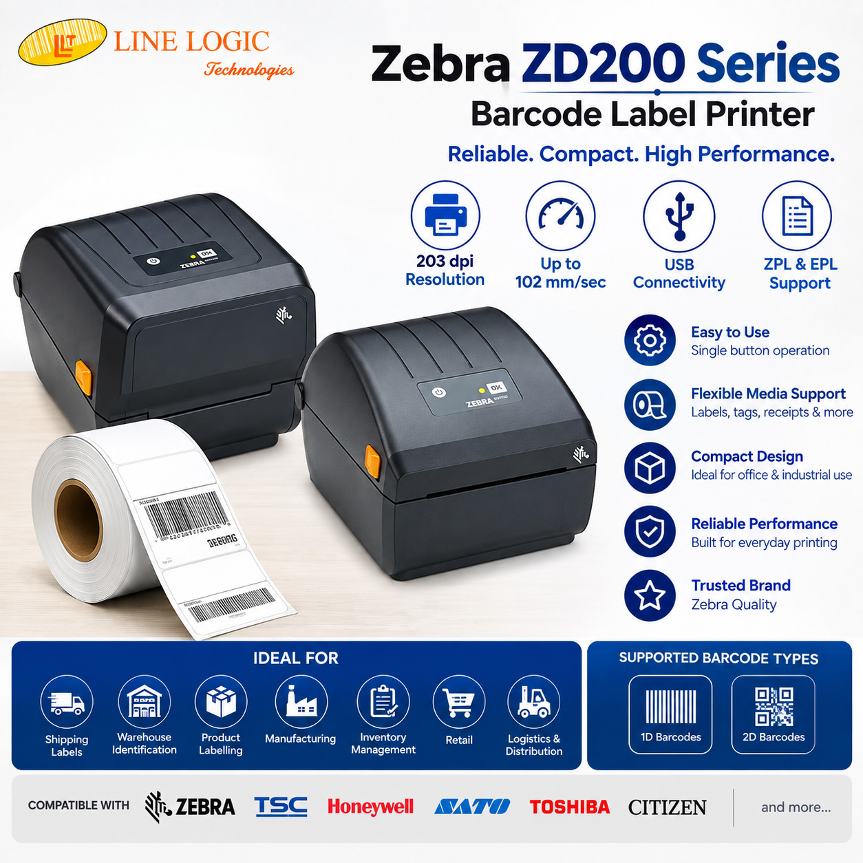 ZD220/ZD230 Direct Thermal Desktop Printer