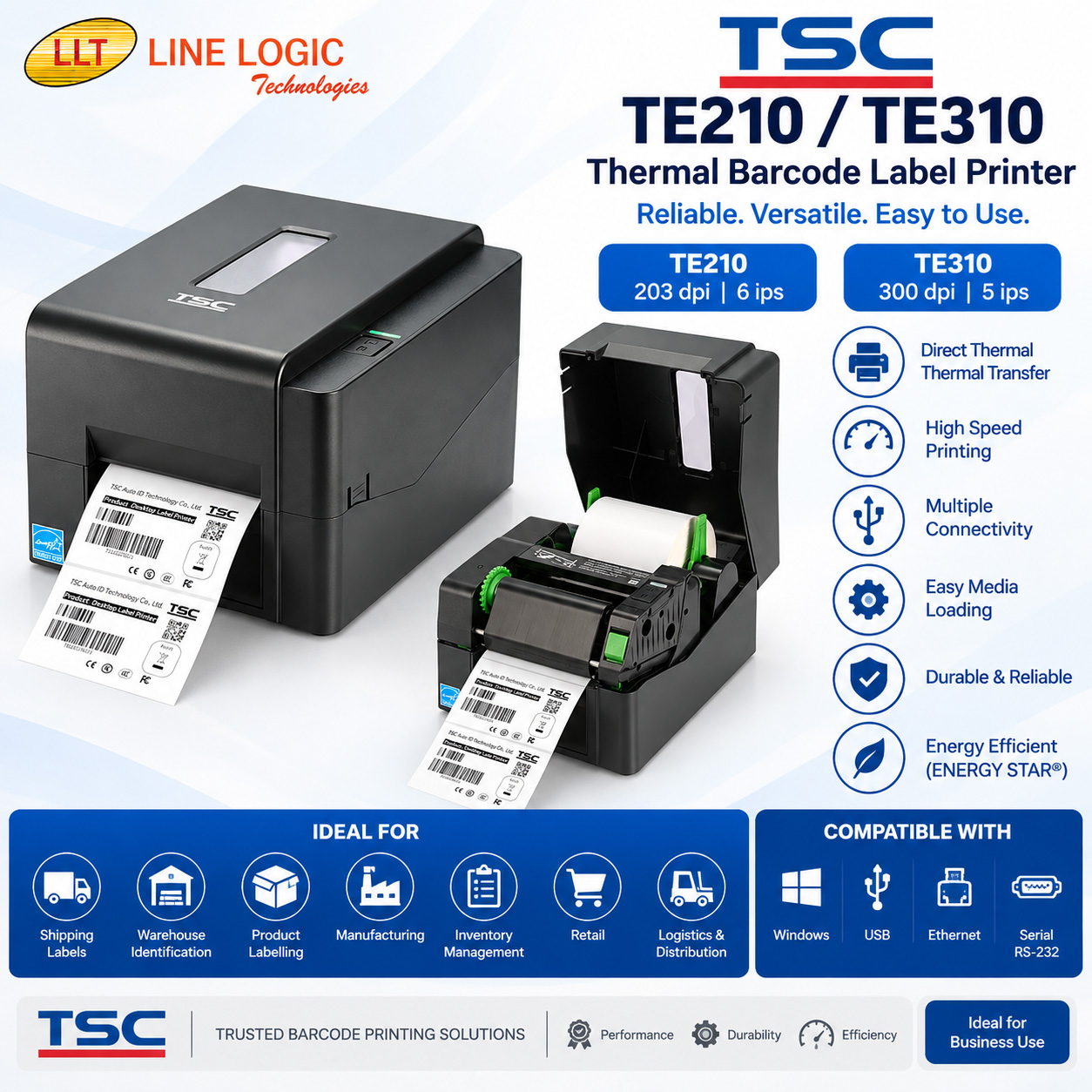 TSC TE210 / TE310 Thermal Barcode Label Printer