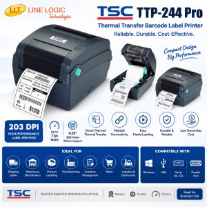 TSC TTP-244 Pro Thermal Transfer Barcode Label Printer – 203 dpi